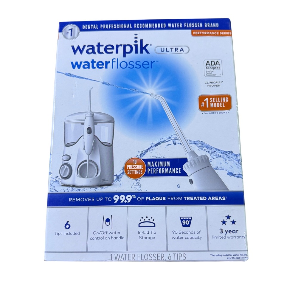 Waterpik‎ Ultra Water Flosser Performance Series 6 Tips ADA 10 Pressure Settings